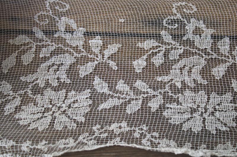 photo of fine cotton net lace flounce or wedding veil, antique early 1900s vintage #1