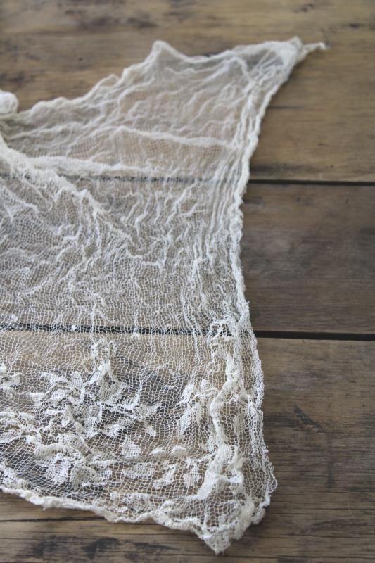 photo of fine cotton net lace flounce or wedding veil, antique early 1900s vintage #4