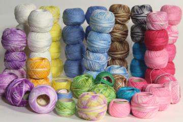 catalog photo of fine crochet cotton thread for lacemaking or lace edgings, tiny vintage spools in all colors!