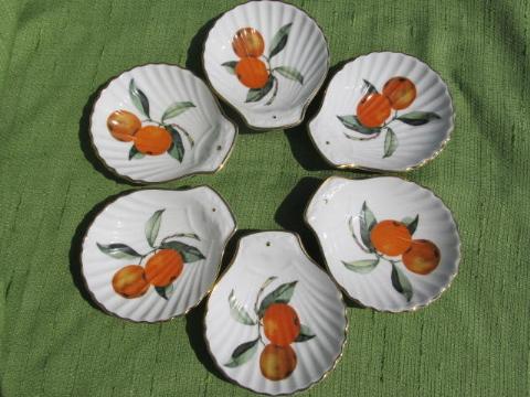 photo of fire proof Royal Worcester shell shape baking dishes, Evesham oranges #1