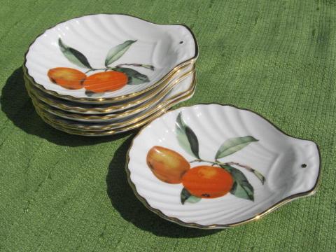 photo of fire proof Royal Worcester shell shape baking dishes, Evesham oranges #2