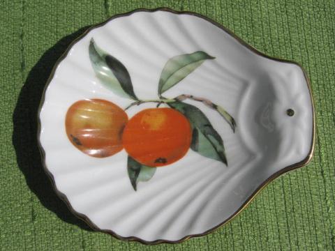 photo of fire proof Royal Worcester shell shape baking dishes, Evesham oranges #3