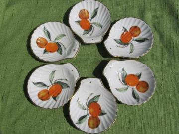 catalog photo of fire proof Royal Worcester shell shape baking dishes, Evesham oranges