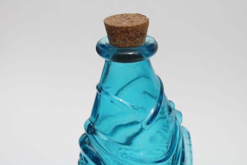 photo of fish shape figural glass bottle w/ aqua tint, mermaid style beach or lake house decor #4