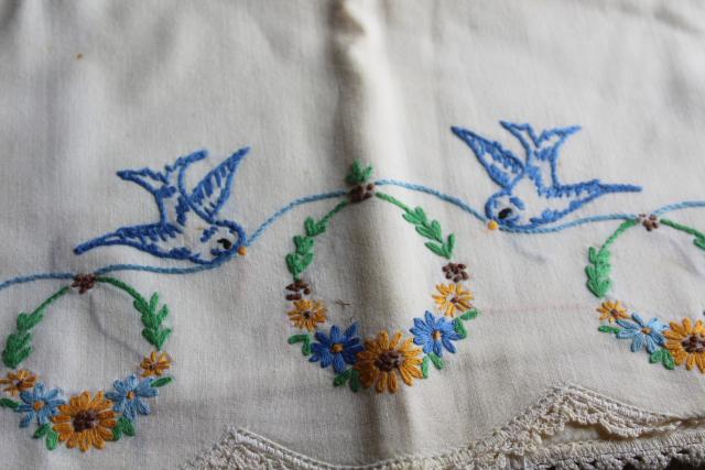 photo of fixer uppers linens to soak or upcycle, lot vintage pillowcases w/ embroidery & crochet lace #3