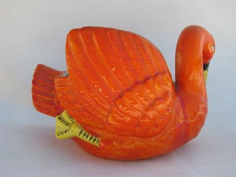 photo of flame orange deco swan, vintage Made in Japan painted china planter #3