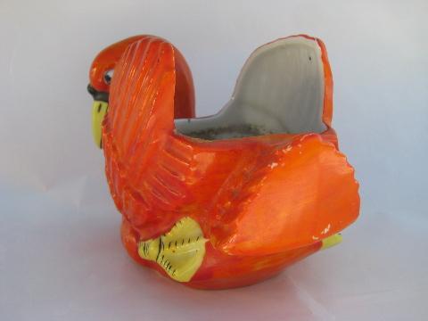 photo of flame orange deco swan, vintage Made in Japan painted china planter #4