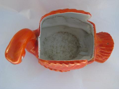 photo of flame orange deco swan, vintage Made in Japan painted china planter #5