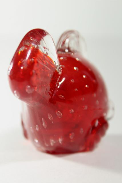 photo of flame red orange goldfish paperweight, controlled bubbles art glass figurine #4