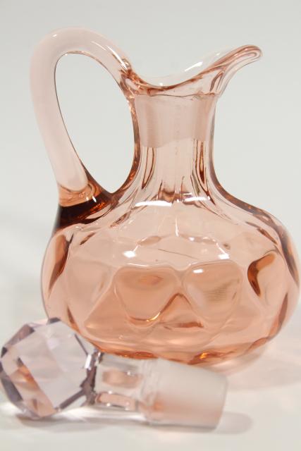 photo of flamingo pink depression elegant glass cruet, Heisey Yeoman diamond optic pattern #4