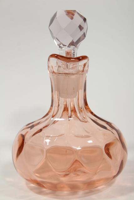 photo of flamingo pink depression elegant glass cruet, Heisey Yeoman diamond optic pattern #5