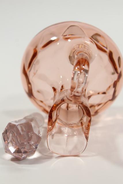 photo of flamingo pink depression elegant glass cruet, Heisey Yeoman diamond optic pattern #6