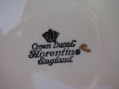 photo of florentine embossed creamware china, vintage Crown Ducal - England #4