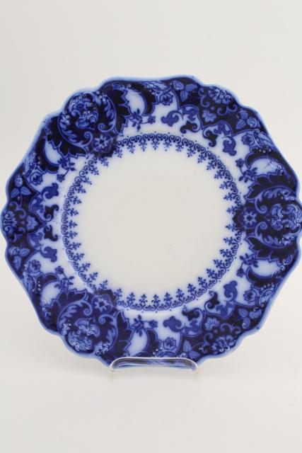 photo of flow blue & white antique English china plates, Hamilton Meakin & Florida Johnson Bros #7