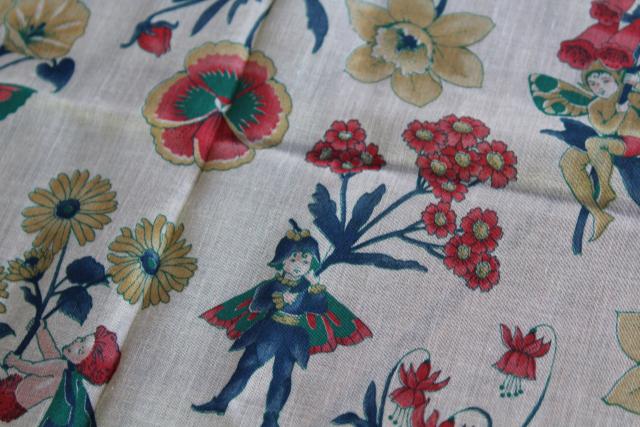 photo of flower fairies print vintage fabric, sheer cotton voile or lawn #6