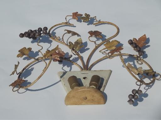 photo of flowers and fruit vintage Italian tole wall sconce lights, old architectural lighting #5