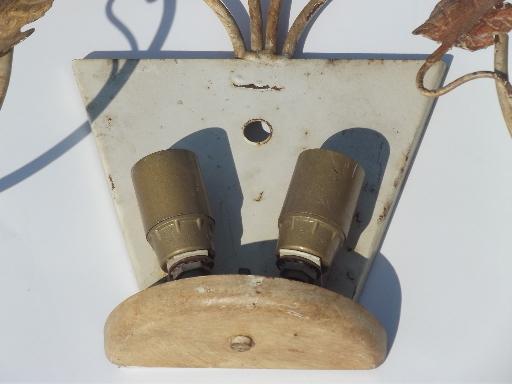 photo of flowers and fruit vintage Italian tole wall sconce lights, old architectural lighting #6