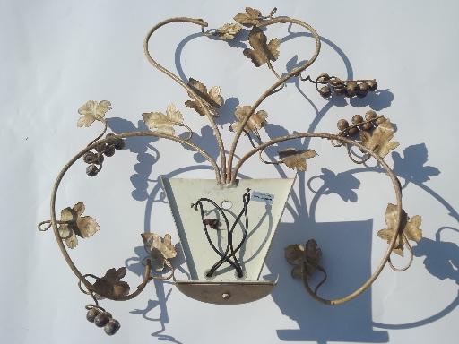 photo of flowers and fruit vintage Italian tole wall sconce lights, old architectural lighting #7