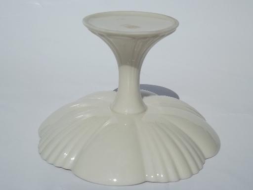 photo of fluted candy dish pedestal bowl, vintage Lenox ivory platinum trim #3