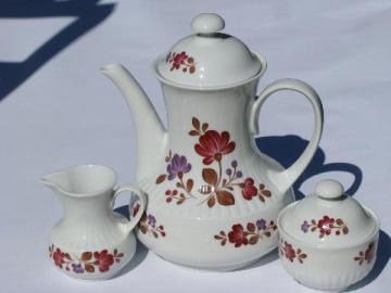 catalog photo of folk art painted flowers pattern, vintage Winterling - Bavaria china, coffee pot set