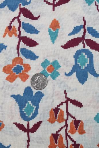 photo of folk style flowers print cotton feed sacks, authentic vintage fabric for quilting etc. #2