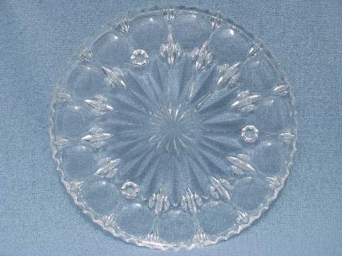 photo of footed cake plate or tray, vintage pressed pattern glass plateau #1