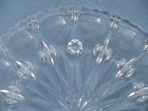 photo of footed cake plate or tray, vintage pressed pattern glass plateau #2