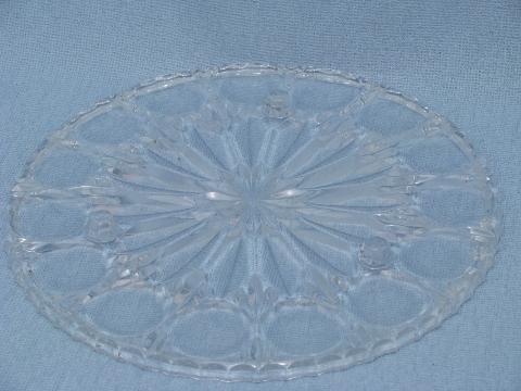 photo of footed cake plate or tray, vintage pressed pattern glass plateau #3