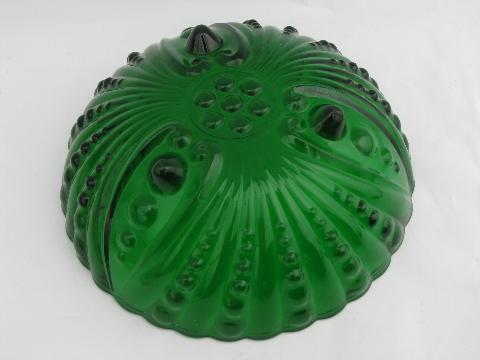 photo of forest green glass serving bowl, Berwick bubble? vintage Hocking #3