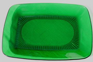 catalog photo of forest green glass vintage Charm pattern Anchor Hocking oblong platter / serving tray