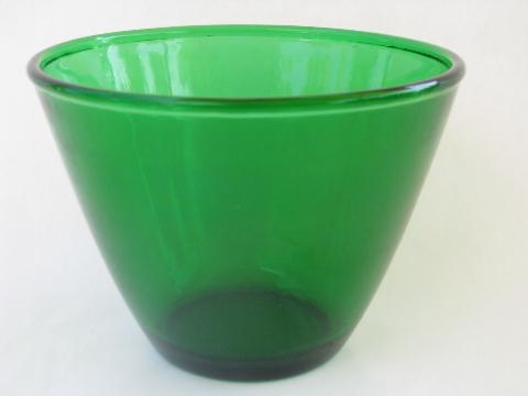 photo of forest green kitchen glass splash proof mixing bowl, vintage Anchor Hocking #1