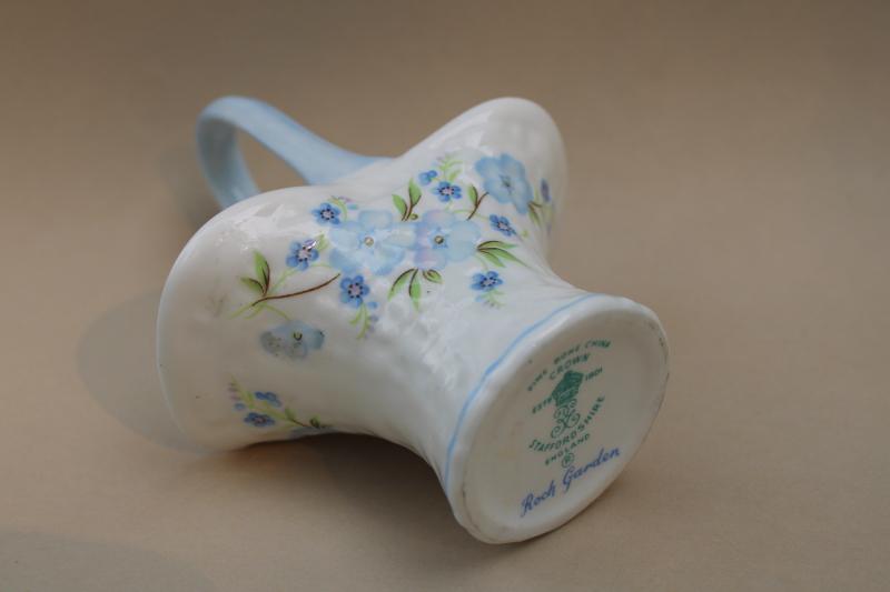 photo of forget me not flowers Crown bone china miniature basket, vintage Staffordshire #3