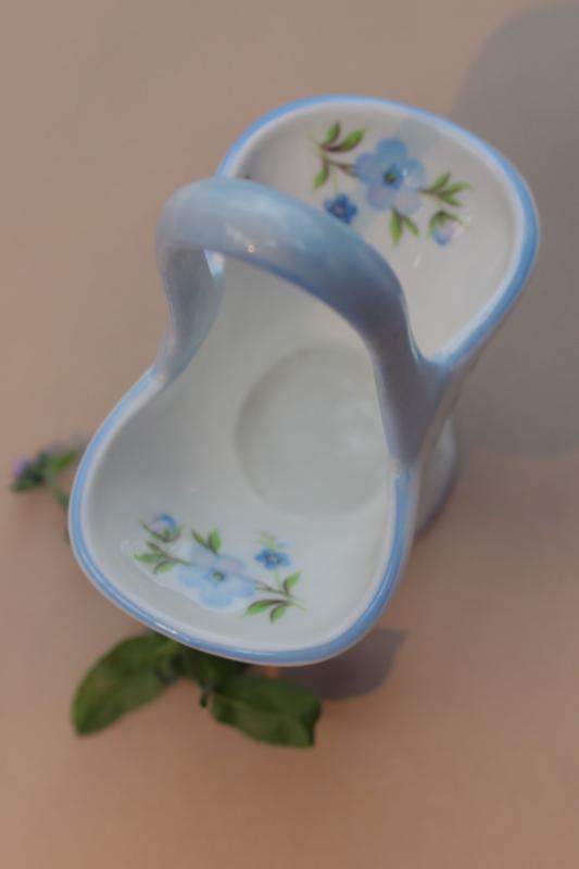 photo of forget me not flowers Crown bone china miniature basket, vintage Staffordshire #4