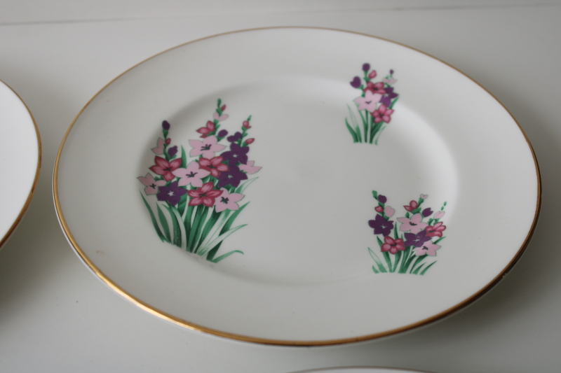 photo of four Crown Sterling china plates vintage florals English flowers buttercups bluebells glads mums  #6