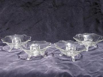 catalog photo of four individual place setting candle holders, glass candle sticks, Marshall Field's