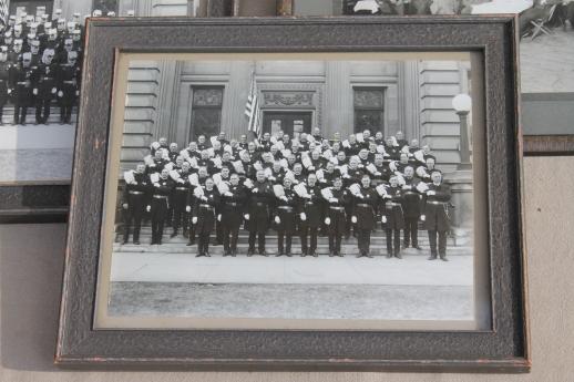 photo of framed antique photos Knights of Columbus fraternal order in uniform w/ plumed hats #4