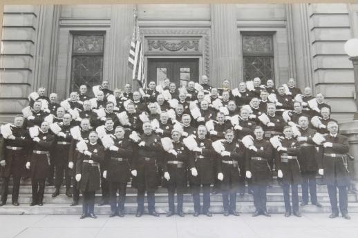 photo of framed antique photos Knights of Columbus fraternal order in uniform w/ plumed hats #6