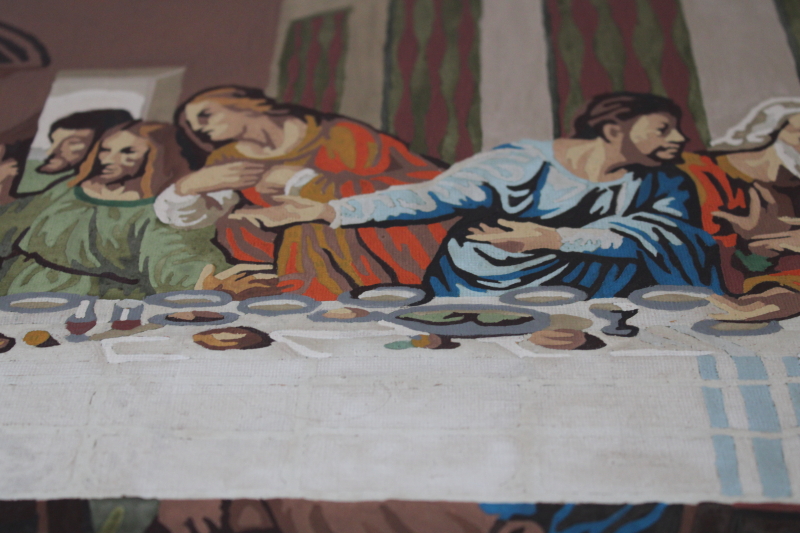 photo of framed paint by number picture The Last Supper, mid-century vintage PBN painting #6