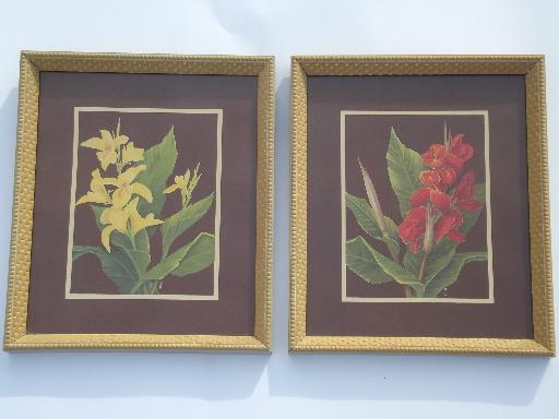 photo of framed vintage floral litho prints, 40s Turner print style in old frames #1