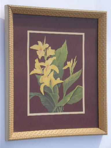 photo of framed vintage floral litho prints, 40s Turner print style in old frames #2