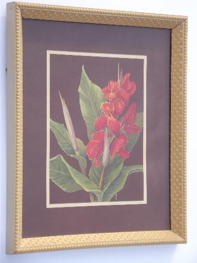 photo of framed vintage floral litho prints, 40s Turner print style in old frames #3