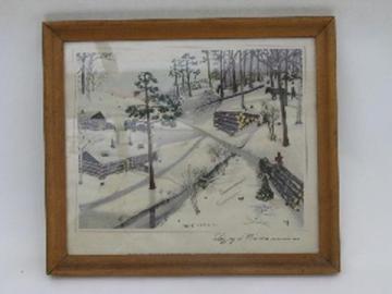 catalog photo of framed vintage print, Logging in Wisconsin 1900, Florence Hansen Peterson