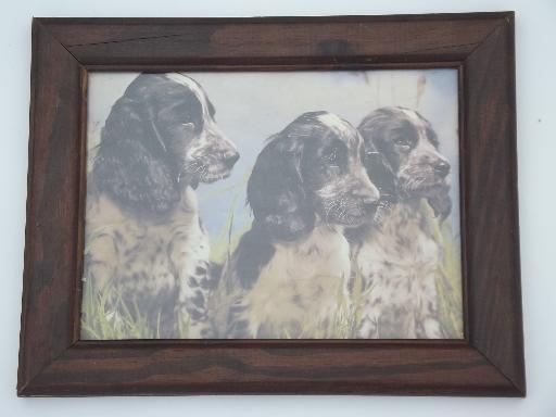 photo of framed vintage prints of bird hunting gun dogs for lodge or cabin #2