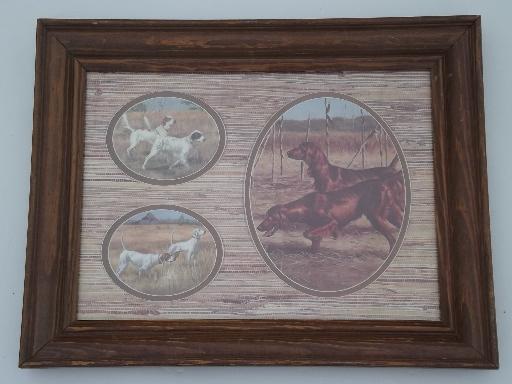 photo of framed vintage prints of bird hunting gun dogs for lodge or cabin #4