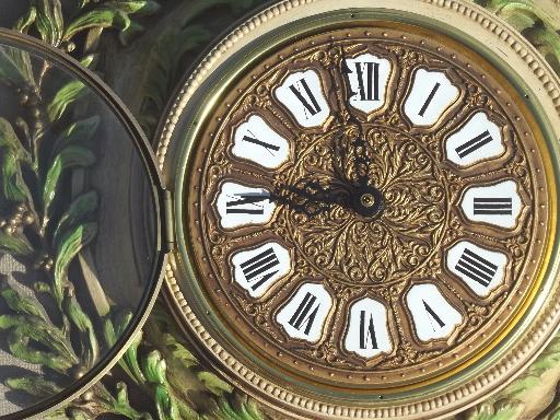 photo of french 'antique' gold baroque Burwood wall clock w/ laurel, from Paris Wisconsin! #4