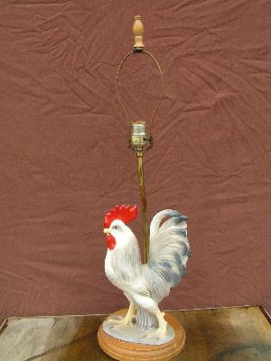 photo of french country big vintage ceramic rooster kitchen lamp #1