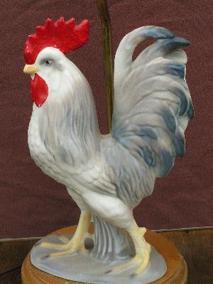 photo of french country big vintage ceramic rooster kitchen lamp #3