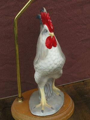 photo of french country big vintage ceramic rooster kitchen lamp #4