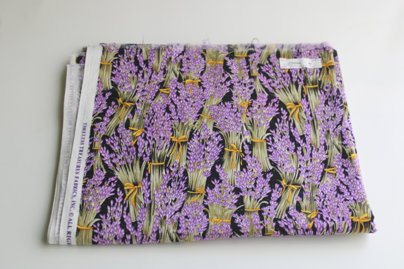 photo of french country bunches of lavender, dried herbs print cotton fabric 2000s vintage  #1