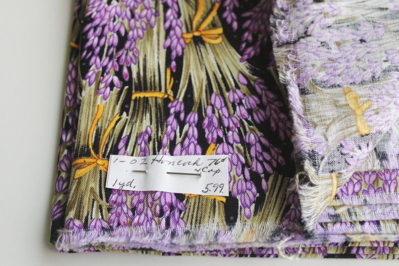 photo of french country bunches of lavender, dried herbs print cotton fabric 2000s vintage  #3